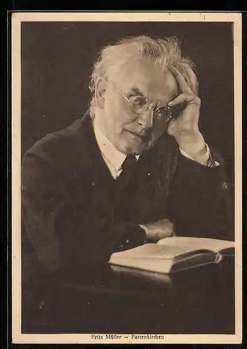 AK Portrait Schriftsteller Fritz Müller-Partenkirchen, rücksteig Autograph