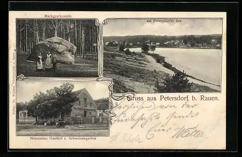 AK Petersdorf b. Rauen, Markgrafenstein, Neumanns Gasthof z. Schweizergarten