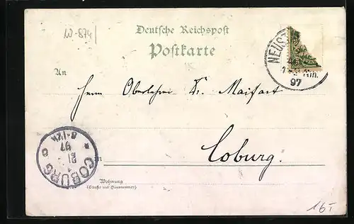 Lithographie Neustadt a. Saale, Salzburg, Marktplatz