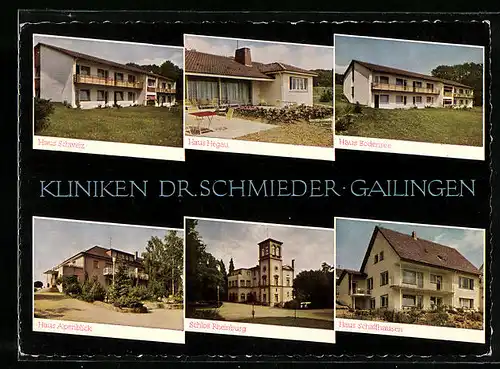 AK Gailingen, Kliniken Dr. Schmieder, Haus Schweiz, Haus Bodensee, Schloss Rheinburg