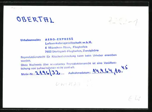 AK Obertal, Ortsansicht aus der Vogelschau