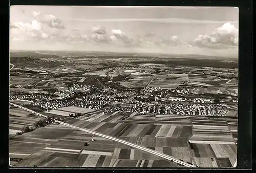 AK Ditzingen, Luftbild der Ortschaft