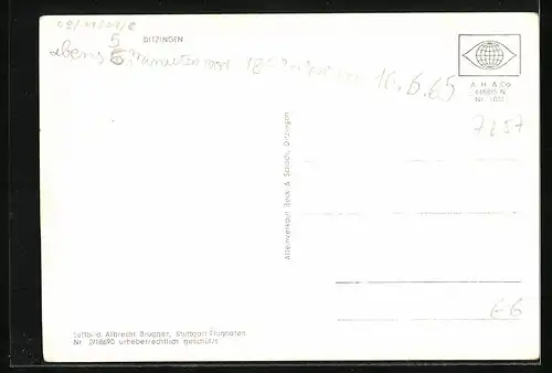 AK Ditzingen, Luftbild der Ortschaft