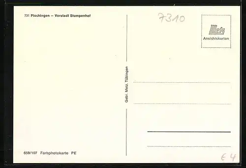 AK Plochingen, Vorstadt Stumpenhof aus der Vogelschau