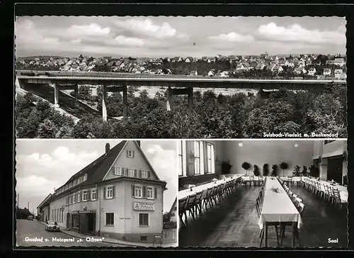 AK Denkendorf, Gasthof und Metzgerei zum Ochsen, Sulzbach-Viadukt