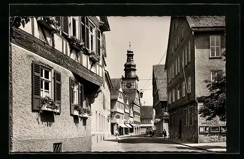 AK Kirchheim /Teck, Strassenpartie mit Kirche