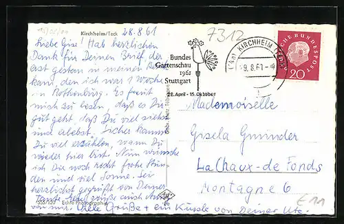 AK Kirchheim /Teck, Strassenpartie mit Kirche