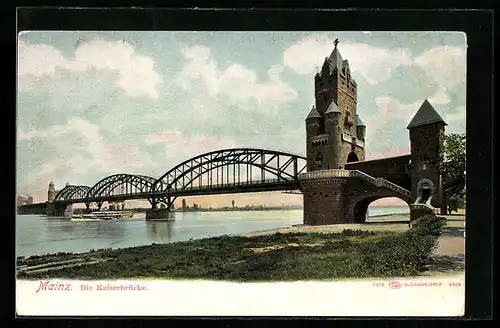 AK Mainz, Blick auf die Kaiserbrücke