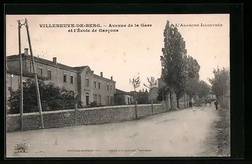 AK Villeneuve-de-Berg, Avenue de la Gare et l`Ecole de Garcons