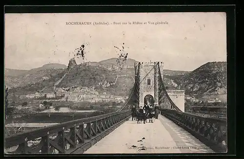 AK Rochemaure, Pont sur le Rhone et Vue generale