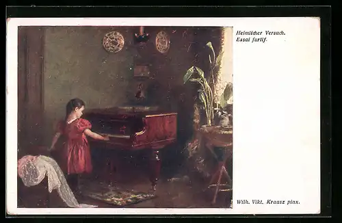Künstler-AK Brüder Kohn (B.K.W.I) Nr. 1593: Mädchen übt auf dem Klavier