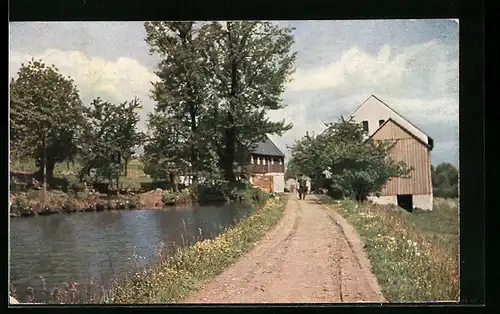 Künstler-AK Meissner & Buch (M&B) Nr. 1907: Ein Dorfteich im Sommer