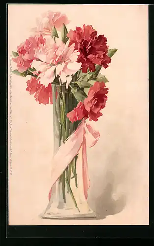 Künstler-AK Meissner & Buch (M&B) Nr. 1175: Schöner rot-weisser Blumenstrauss