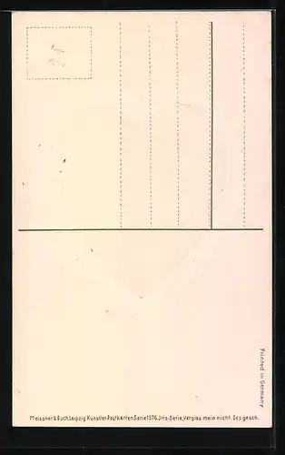 Künstler-AK Meissner & Buch (M&B) Nr. 1576: Vergiss mein nicht, Flusspartie mit Haus, Herz