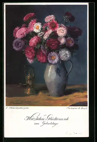 Künstler-AK Meissner & Buch (M&B) Nr. 2302: Blumenvase mit Öllampe