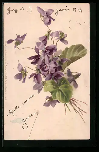 Künstler-AK Meissner & Buch (M&B) Nr. 1072: Veilchen, Blumen