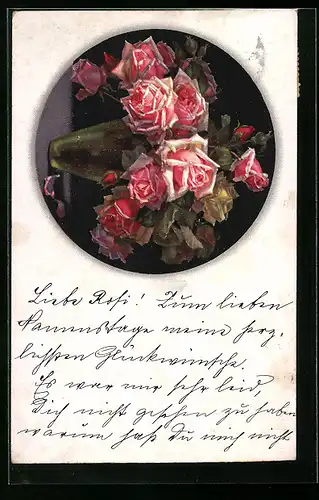 Künstler-AK Meissner & Buch (M&B) Nr. 2281: Vase mit Rosen