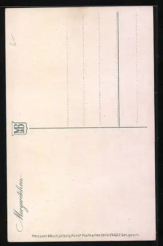 Künstler-AK Meissner & Buch (M&B) Nr. 02422: Kleines Mädchen mit Wiesenblumenstrauss