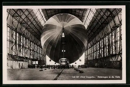 AK Einbringen des Luftschiffs Graf Zeppelin LZ 127 in die Halle
