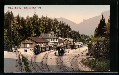 AK Brünig, Bahnhof mit Bergbahn