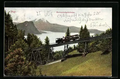 AK Rigi, Bergbahn auf der Schnurtobelbrücke