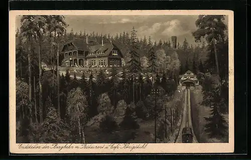 AK Endstation der Bergbahn mit Restaurant und Cafe Königstuhl