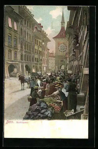 AK Bern, Marktstände in der Marktgasse