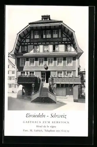 AK Einsiedeln, Gasthaus zum Rebstock, Bes. Fam. M. Liebich