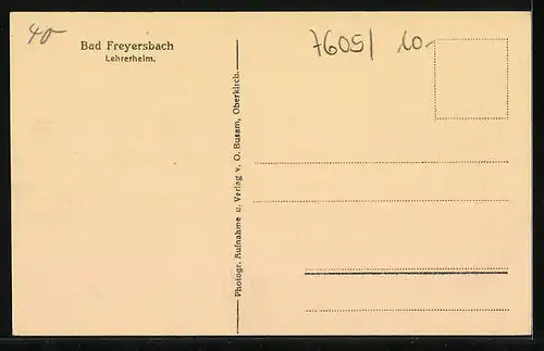 AK Bad Freyersbach, Lehrerheim mit Umgebung aus der Vogelschau