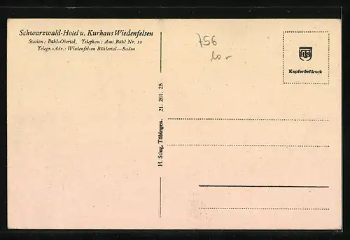 AK Wiedenfelsen, Schwarzwald-Hotel Wiedenfelsen, von der Strasse gesehen