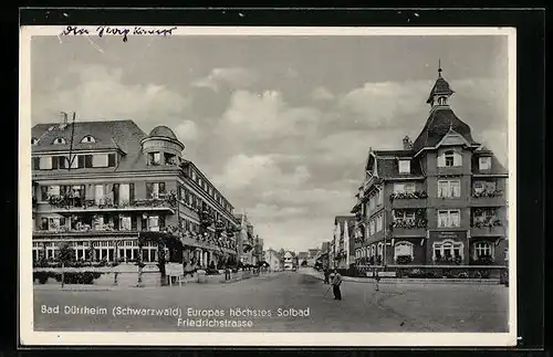 AK Bad Dürrheim /Schwarzw., Friedrichstrasse mit Kurhaus Waldblick