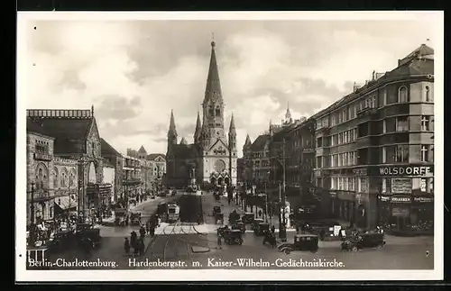 AK Berlin-Charlottenburg, Hardenbergstrasse mit Gedächtniskirche