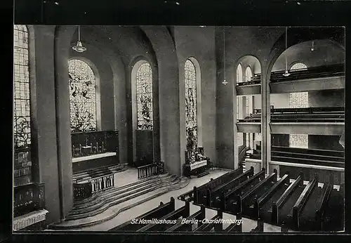 AK Berlin-Charlottenburg, St. Kamillushaus, Innenansicht der Kirche