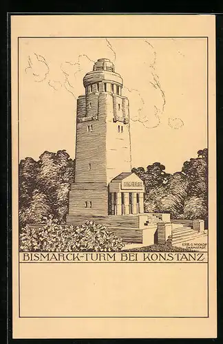 Künstler-AK Konstanz, Bismarck-Turm