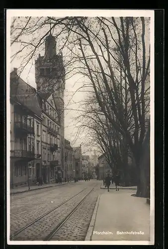 AK Pforzheim, Blick in die Bahnhofstrasse