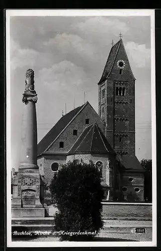 AK Buchloe, Kirche und Kriegerdenkmal