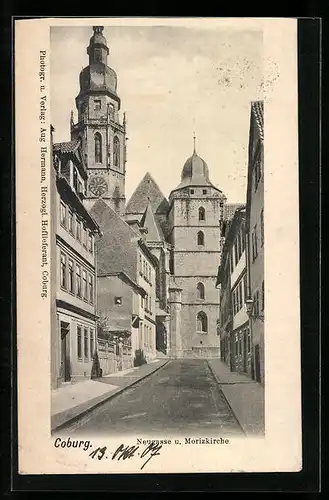 AK Coburg, Neugasse und Moritzkirche