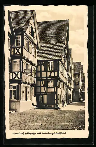 AK Schorndorf, Strassenblick Höllgasse mit Daimlergeburtshaus