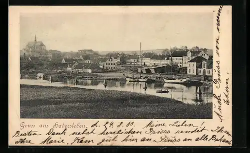 AK Hadersleben, Ortsansicht aus der Vogelschau