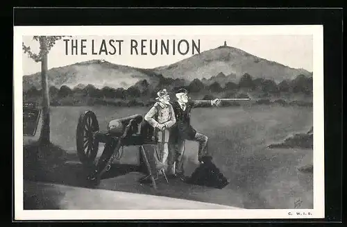 AK The last Reunion, amerikanische Veteranen an einer Kanone