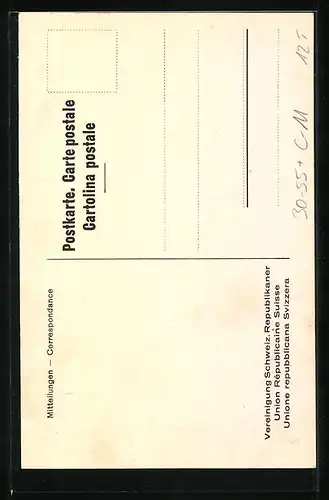 Künstler-AK Henker mit Schwert Lex Häberlin, Vereinigung Schweizer Republikaner