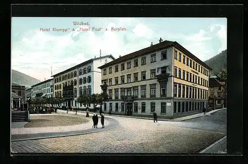 AK Wildbad, Hotel Klumpp und Hotel Post am Kurplatz