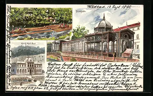 Lithographie Wildbad, König-Karl-Bad, Trinkhalle