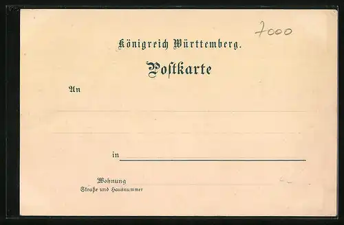Lithographie Stuttgart, Eugensbrunnen und K. Residenzschloss