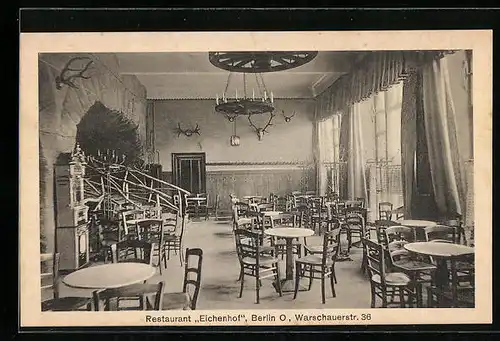 AK Berlin-Friedrichshain, Restaurant Eichenhof, Warschauerstrasse 36, Gaststube