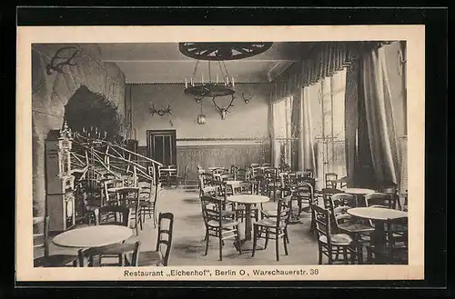 AK Berlin-Friedrichshain, Restaurant Eichenhof, Warschauerstrasse 36, Gaststube