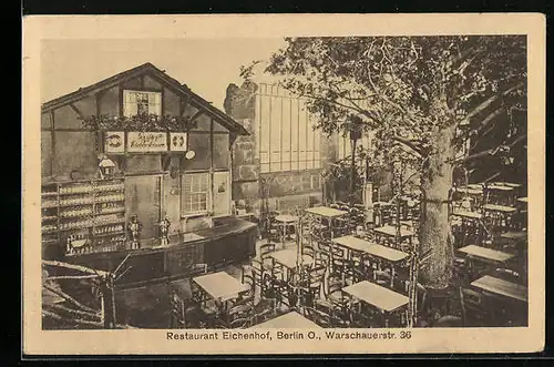AK Berlin-Friedrichshain, Restaurant Eichenhof, Warschauerstrasse 36