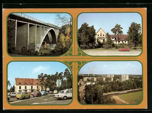 AK Hermsdorf /Thür., Raststätte Hermsdorfer Kreuz, Teufelstalbrücke