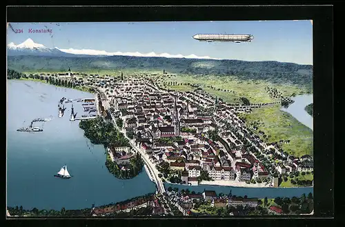 AK Konstanz, Zeppelin mit Kathedrale