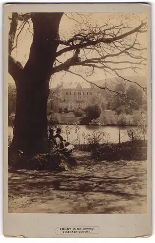 Fotografie Ernst Zink, Eisenach, Ansicht Eisenach, Partie am Teich mit Blick zur Villa